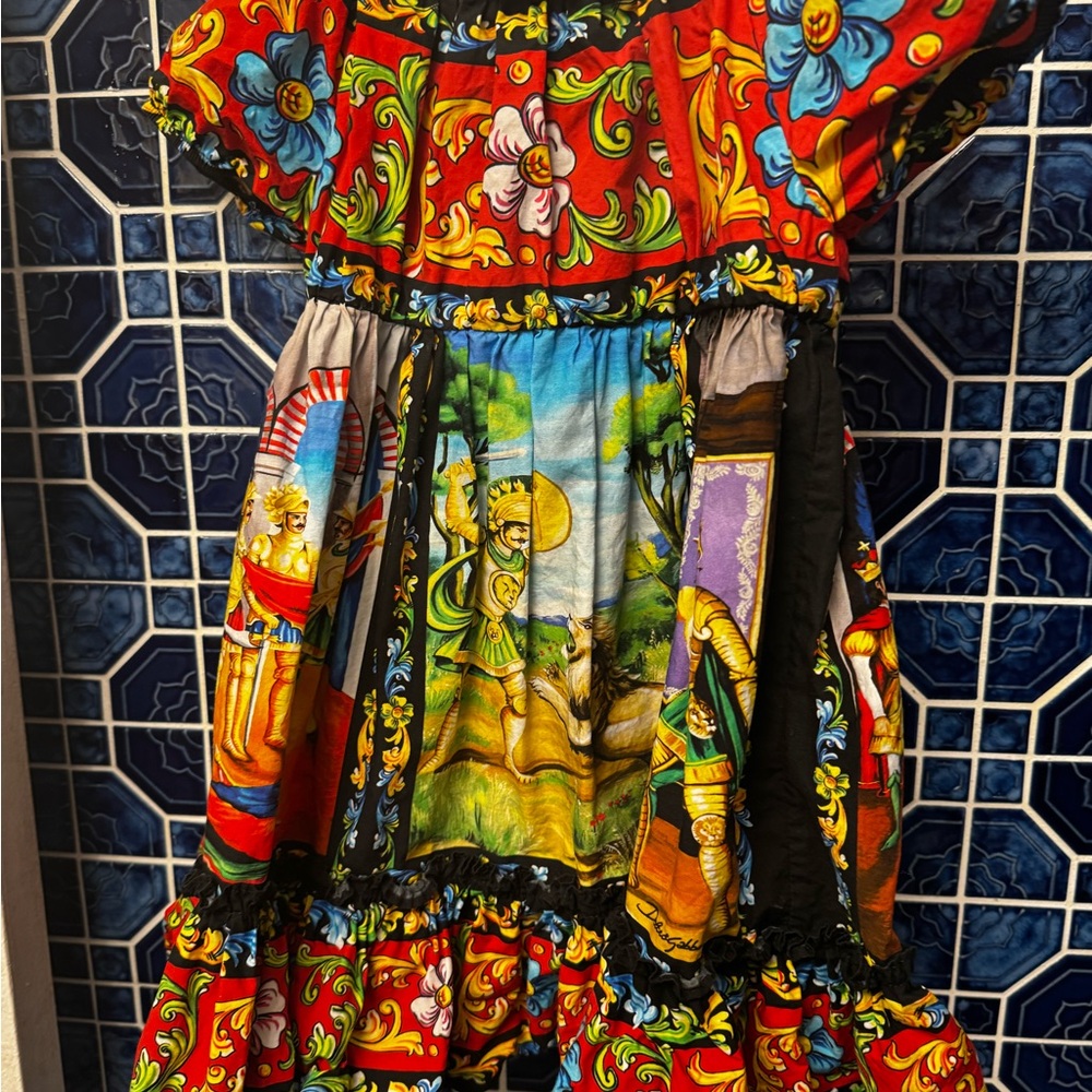 DOLCE & GABBANA Multicolor Masterpiece Dress with bloomers size 18-24 month. - Picture 15 of 16